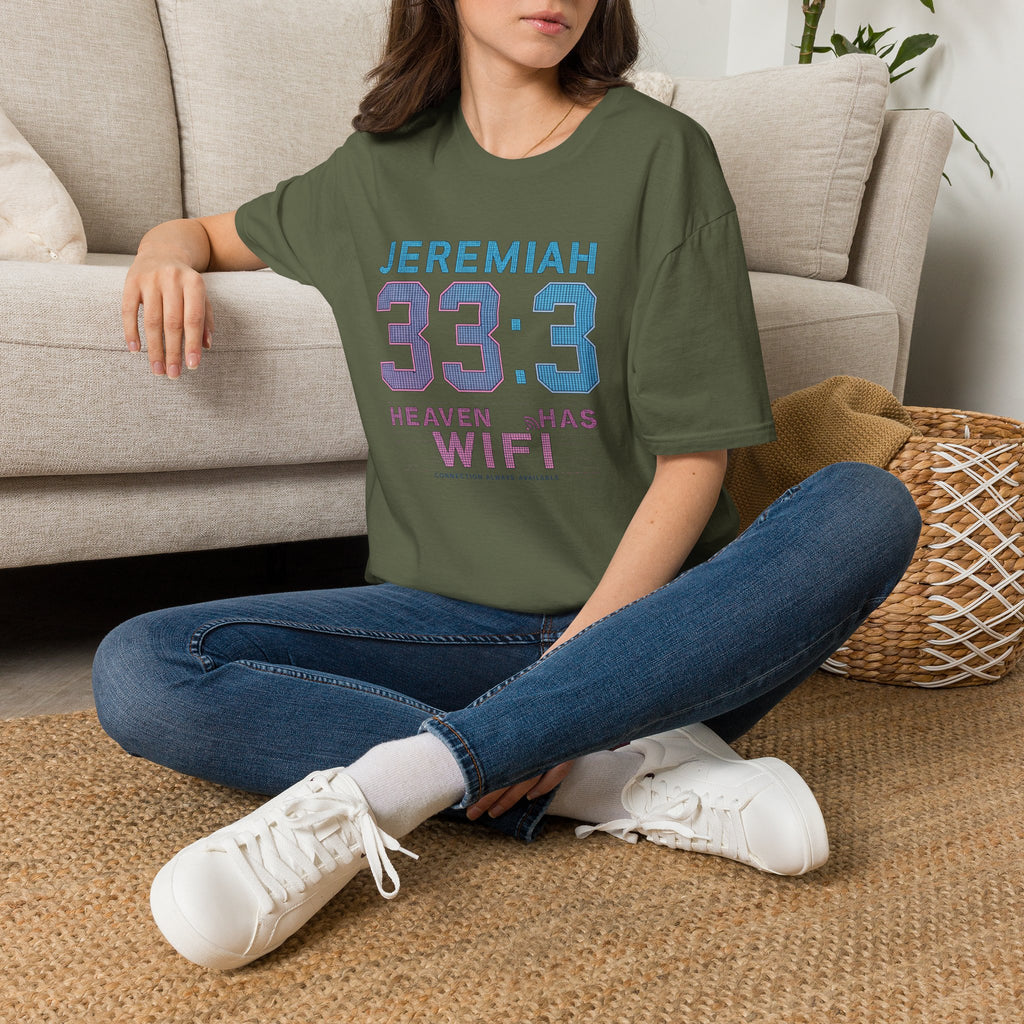 T‑Shirt — Jeremiah 33:3 'Heaven Has WiFi' Inspirational Christian Tee