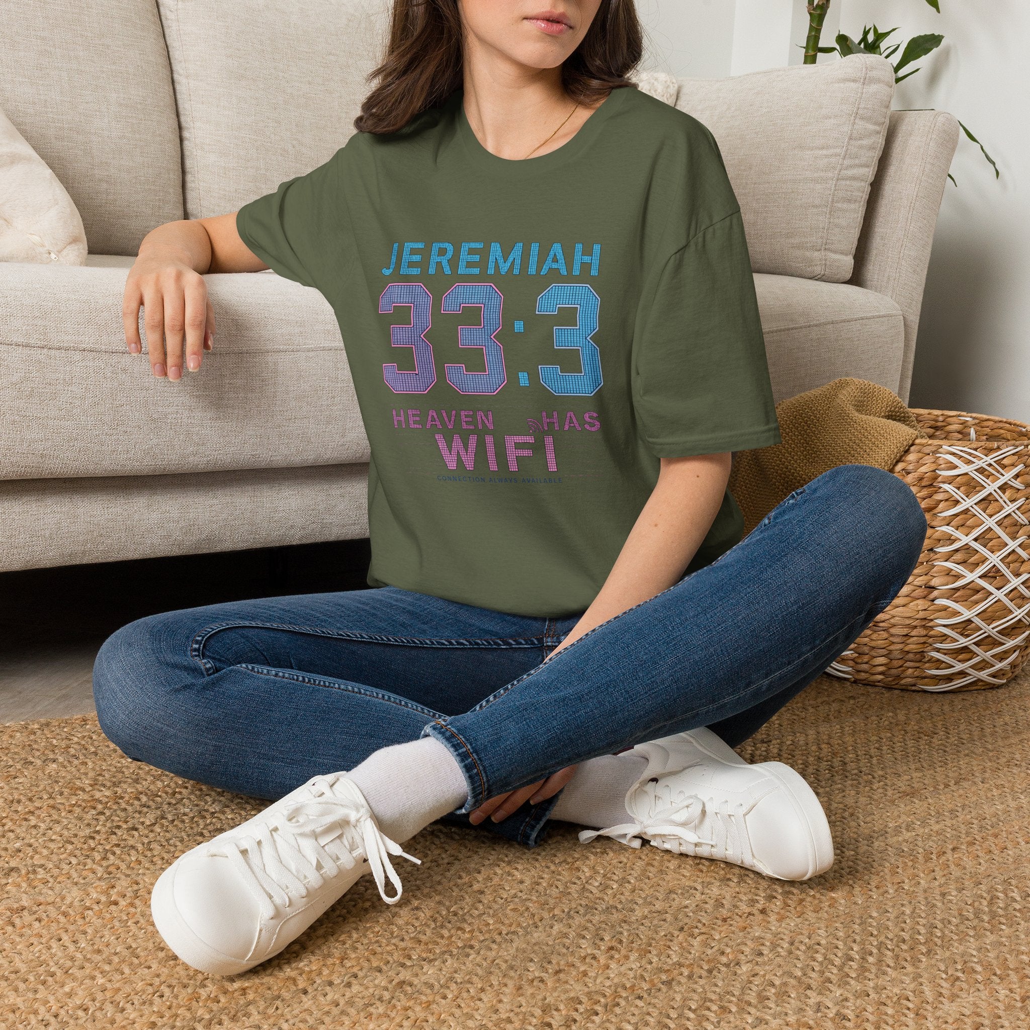 T‑Shirt — Jeremiah 33:3 'Heaven Has WiFi' Inspirational Christian Tee