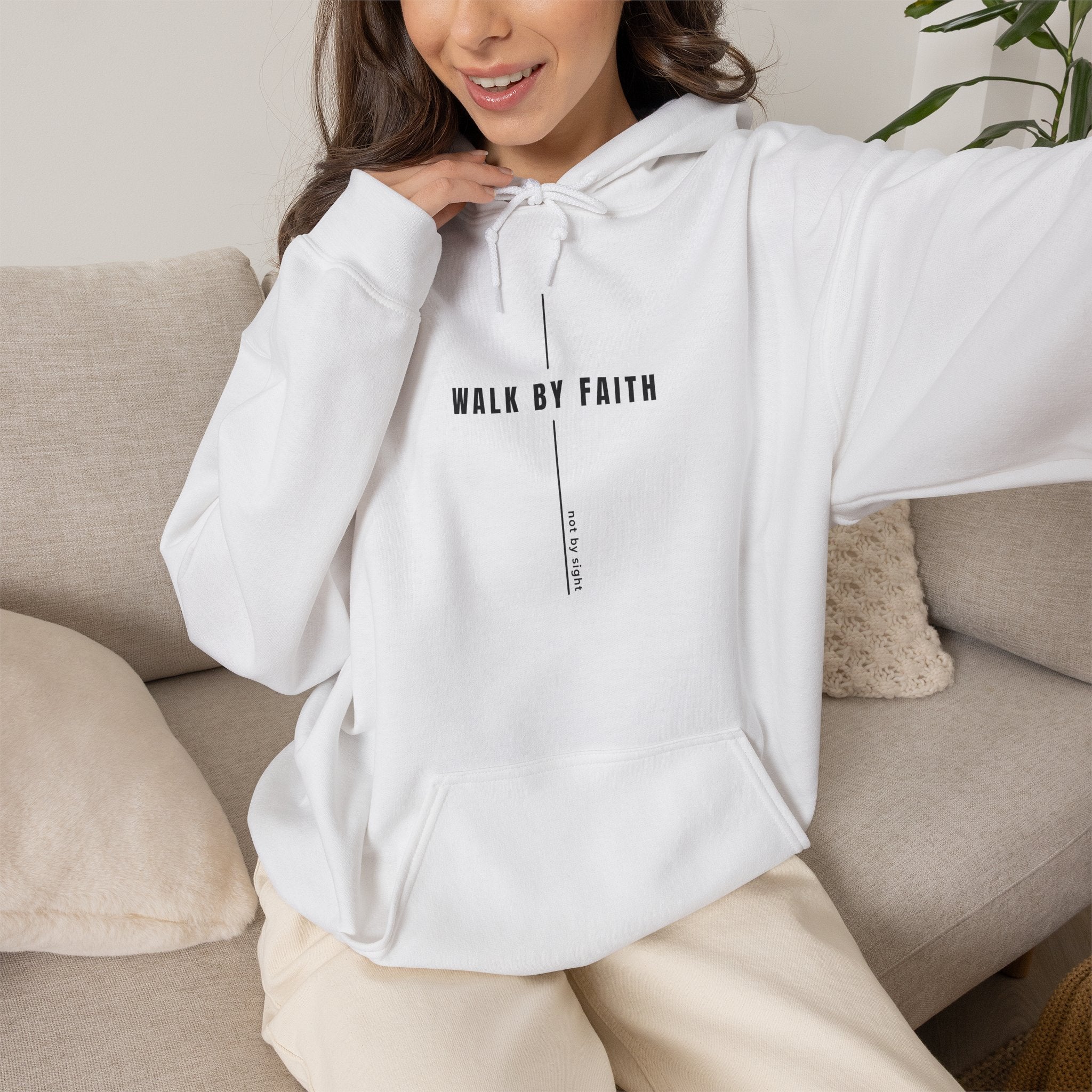 Walk By Faith Hoodie — Minimal Christian Inspirational Sweatshirt