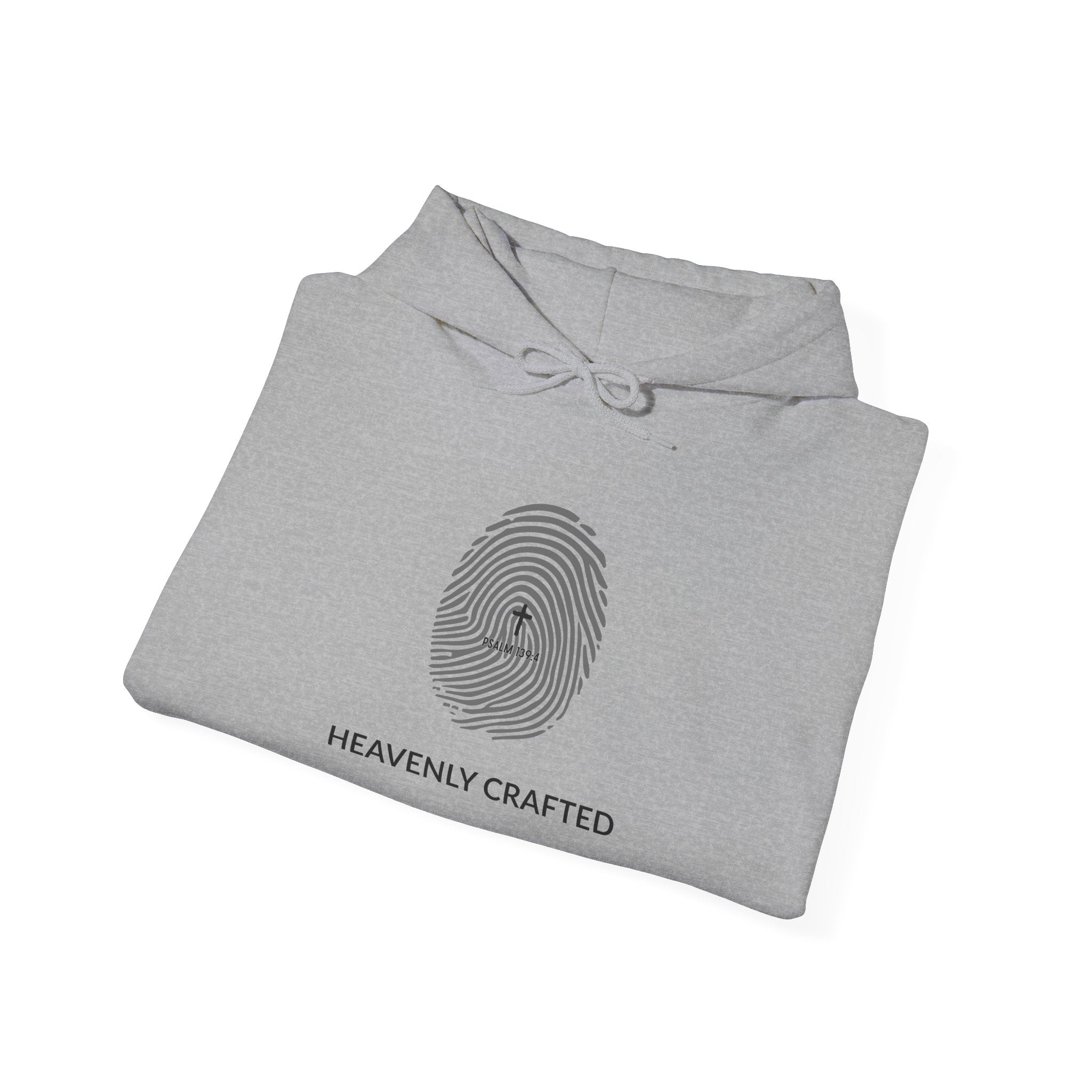 Heavenly Crafted Hoodie — Minimal Fingerprint Graphic Hooded Sweatshirt
