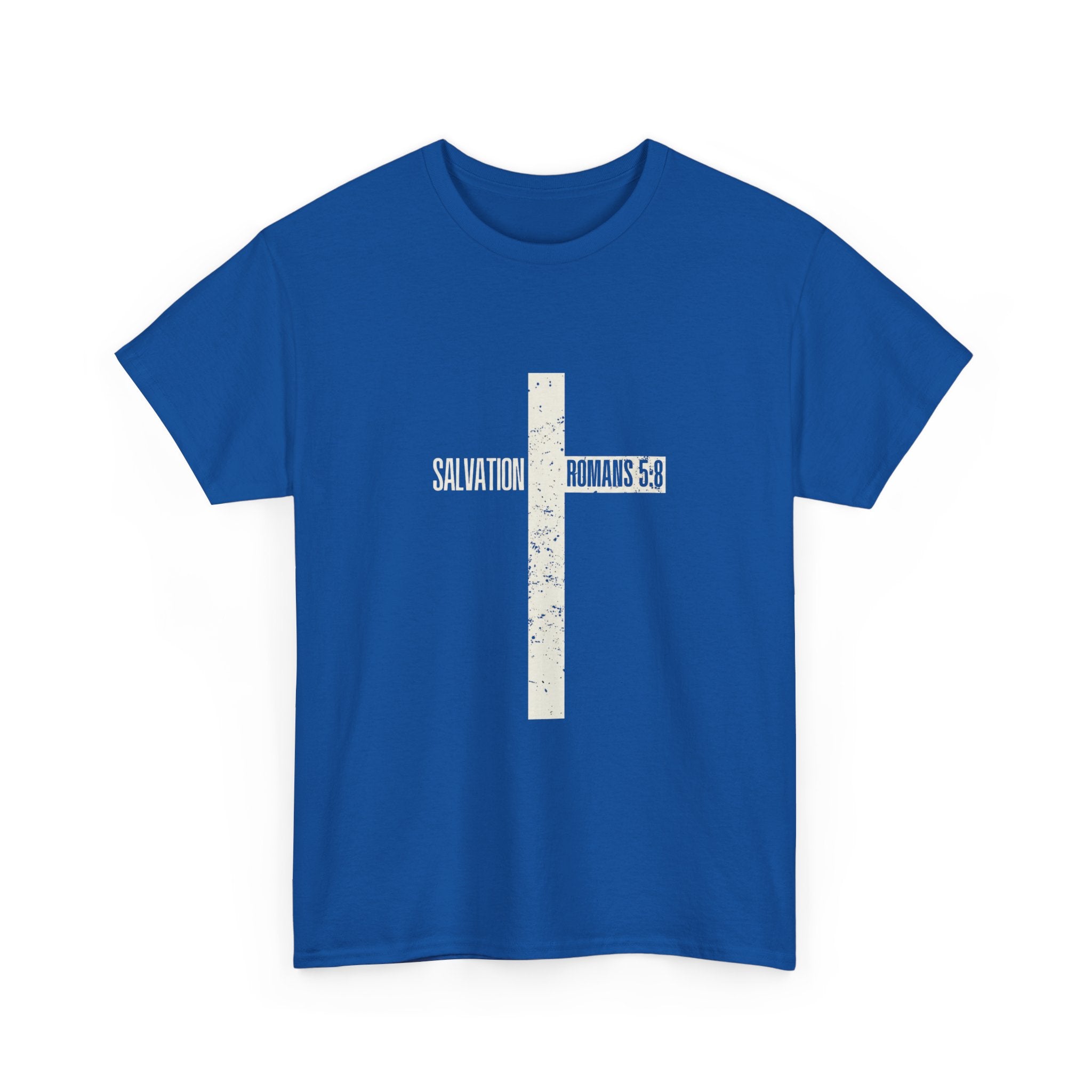 Christian Cross T-Shirt — "Salvation Romans 5:8" Faith Tee