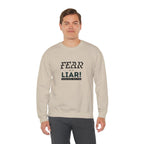 Inspirational Crewneck Sweatshirt "Fear is a Liar" Pullover, Positive Mindset Apparel, Motivational Faith Graphic Sweatshirt