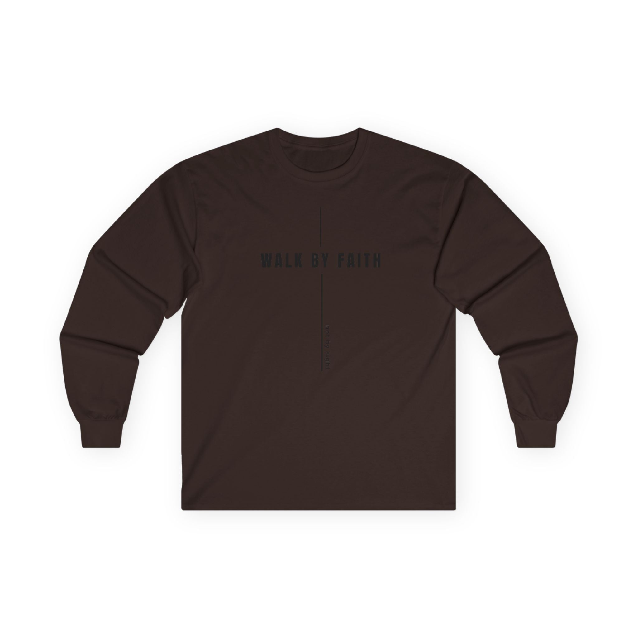 Walk By Faith Long Sleeve Tee — Minimal Christian Inspirational Shirt