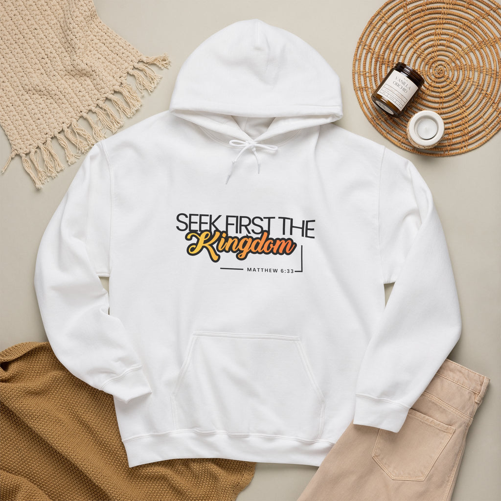 Seek First the Kingdom Hoodie – Christian Faith Scripture Sweatshirt (Matthew 6:33)