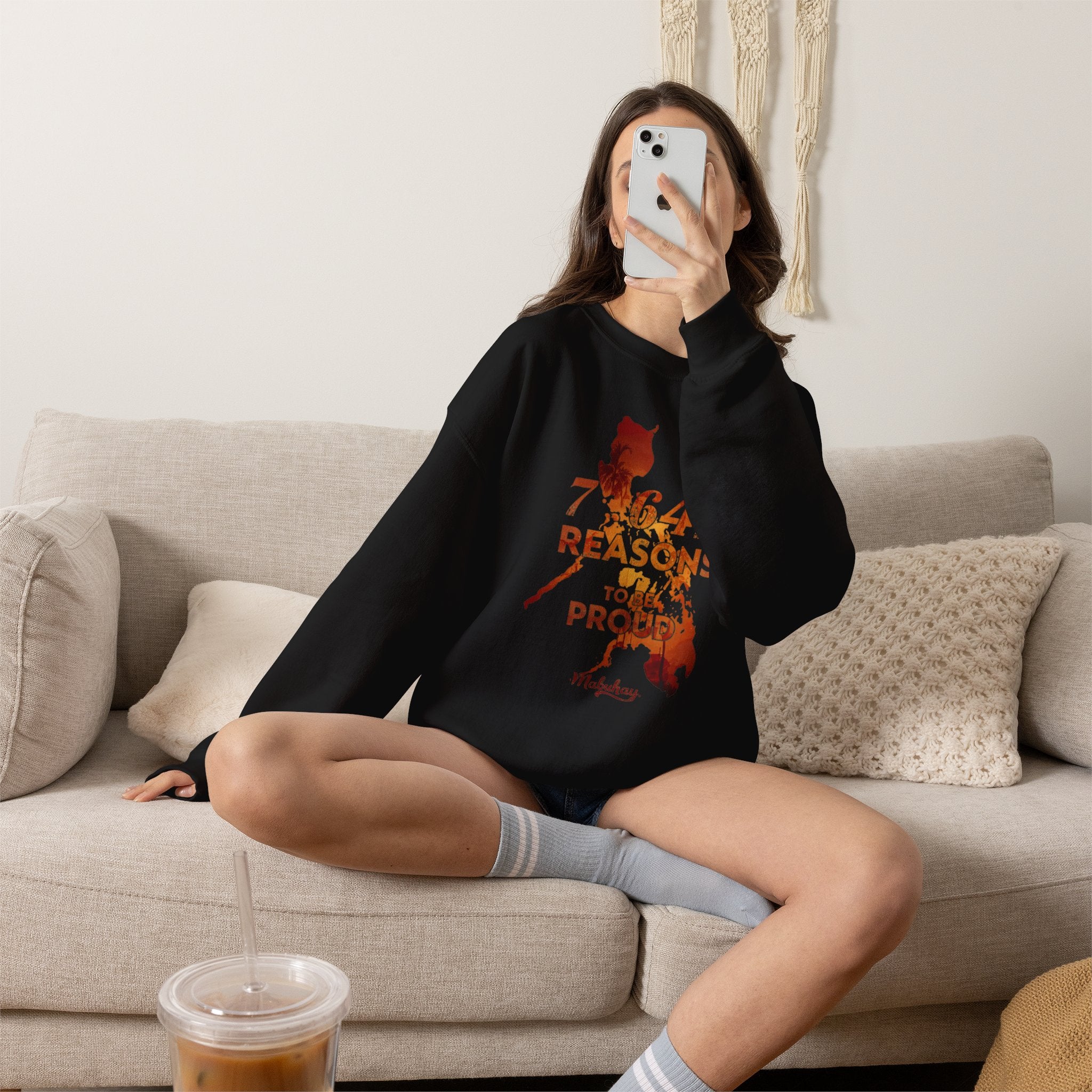 Philippines Map '7,641 Reasons to Be Proud Pinoy' Crewneck Sweatshirt