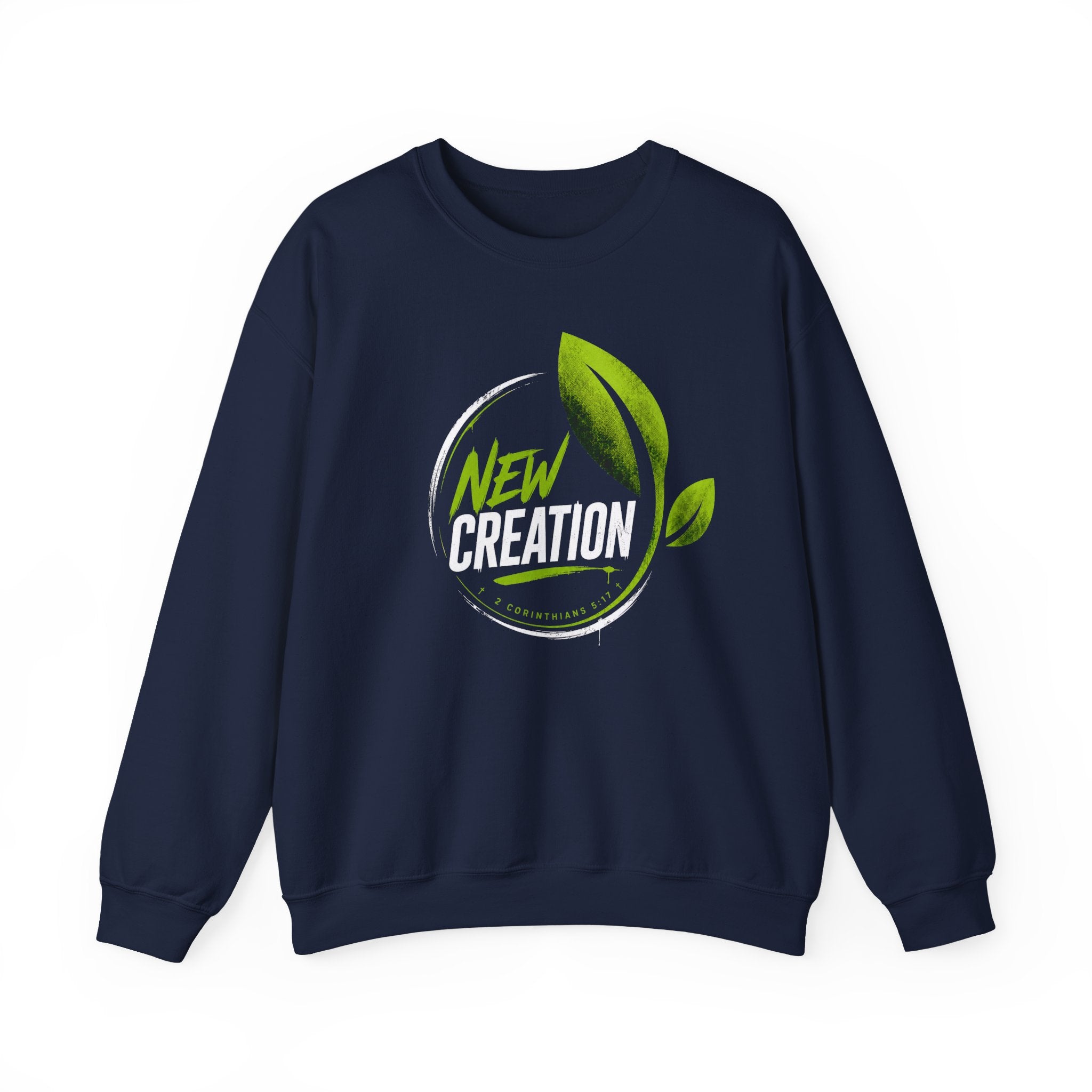 New Creation Sweatshirt – Christian Faith Green Leaf Crewneck