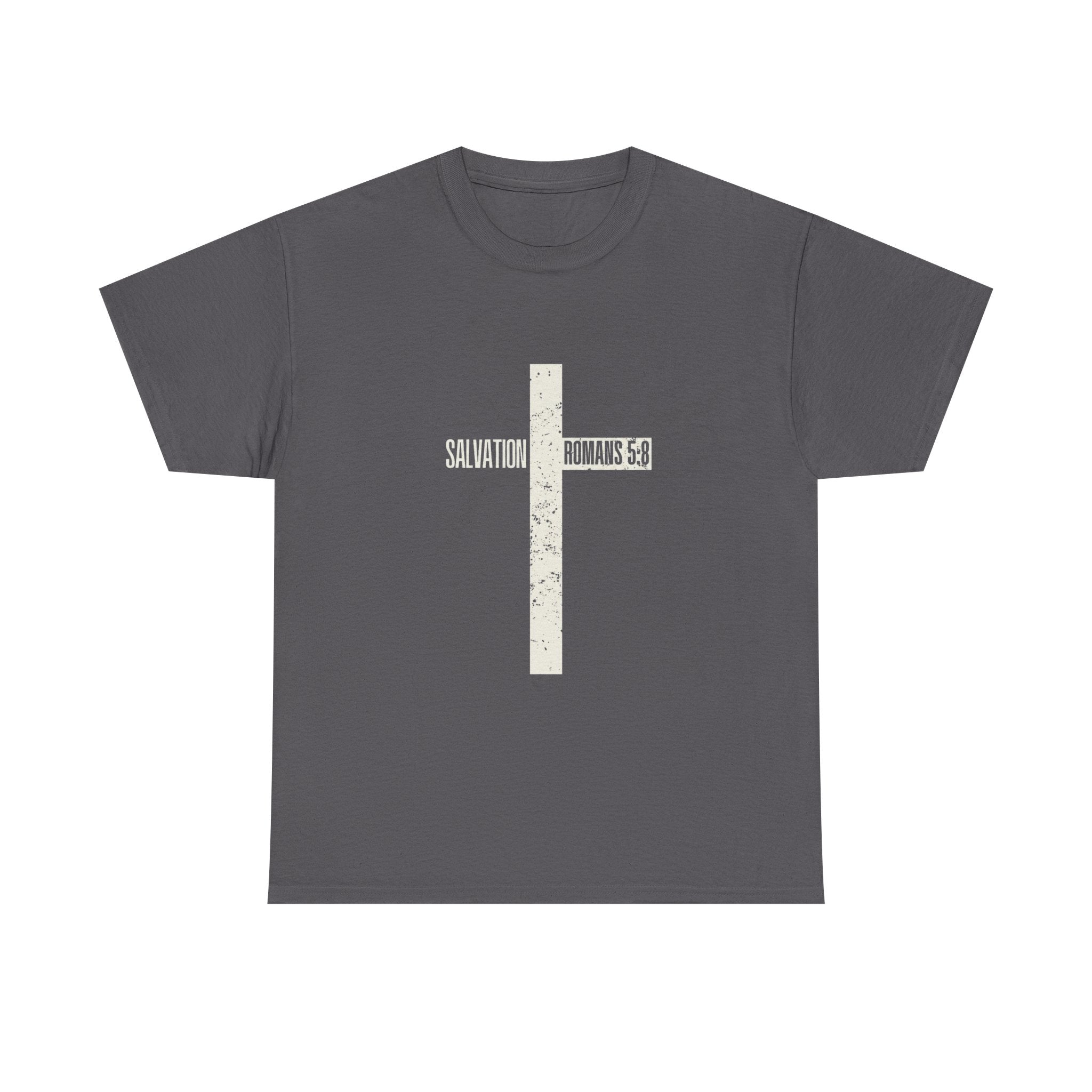 Christian Cross T-Shirt — "Salvation Romans 5:8" Faith Tee