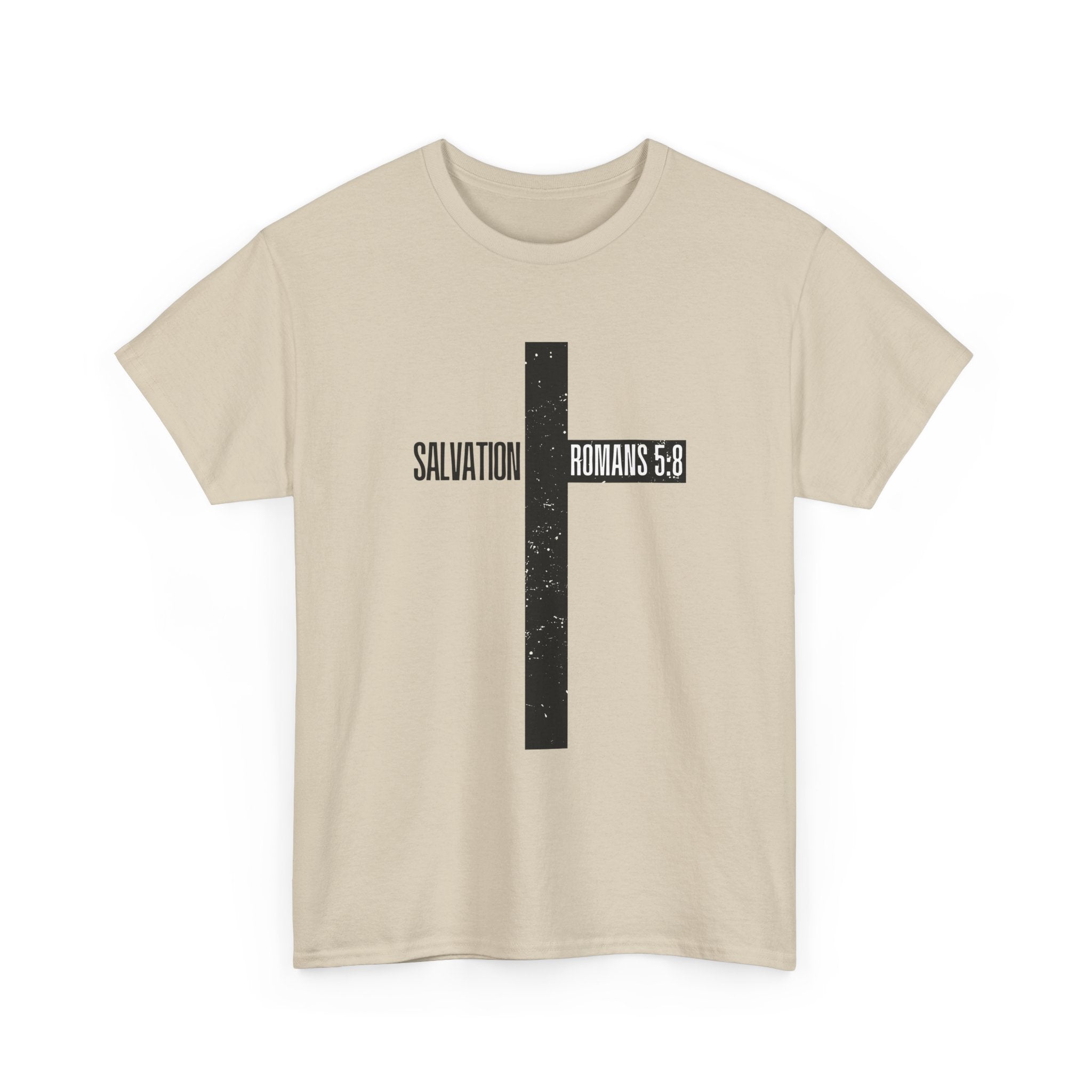 Christian Cross T-Shirt — "Salvation Romans 5:8" Faith Tee