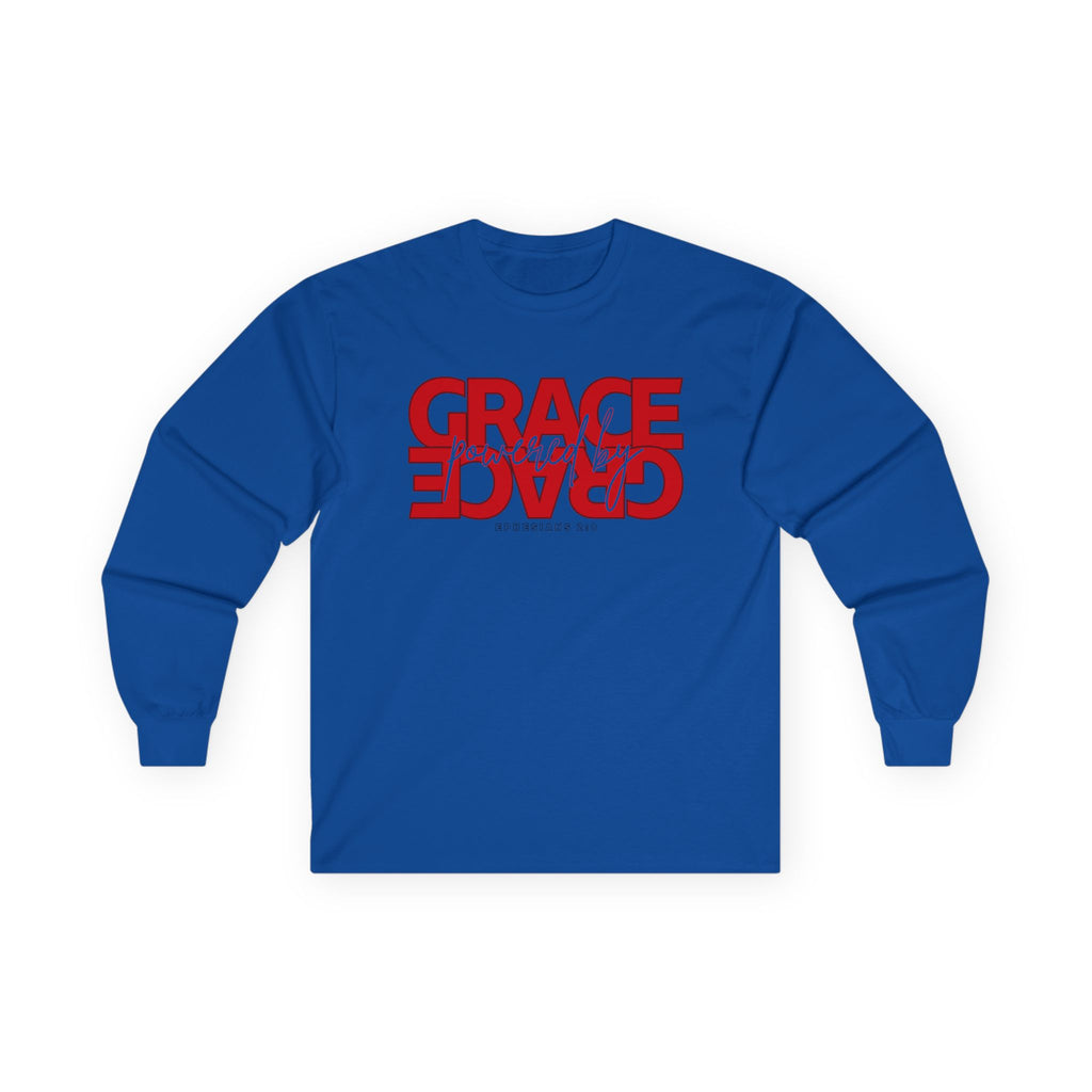 By Grace Long Sleeve Tee — Inspirational Christian Graphic Shirt