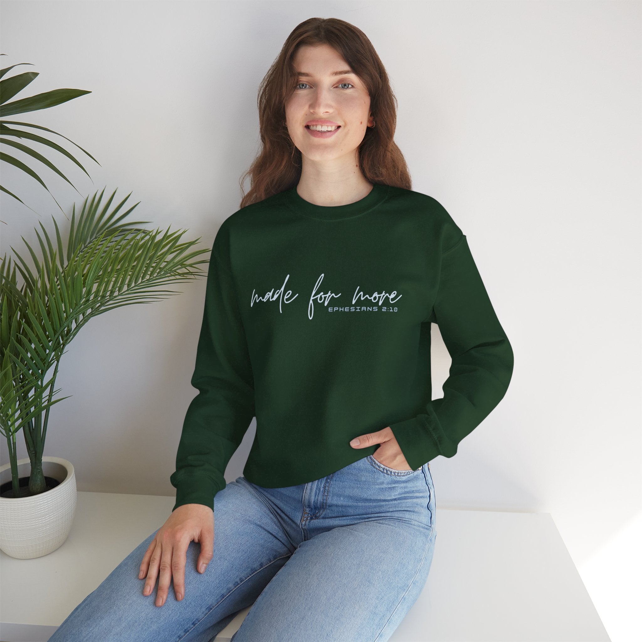 Christian Crewneck Sweatshirt "Made For More" Ephesians 2:10 Pullover, Inspirational Scripture Apparel, Faith Graphic Sweatshirt