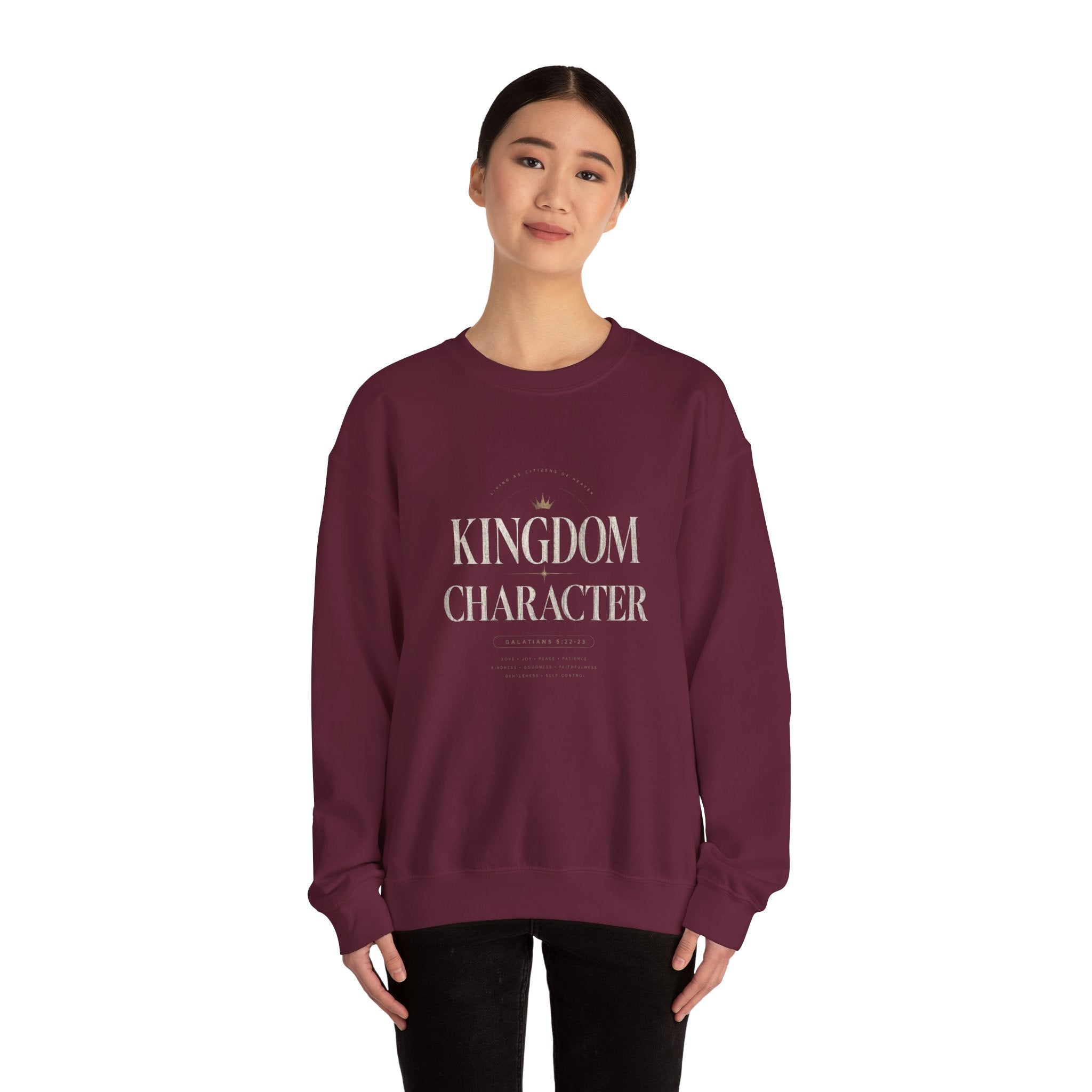 Christian Crewneck Sweatshirt "Kingdom Character" Pullover, Faith-Based Inspirational Apparel, Religious Graphic Sweatshirt