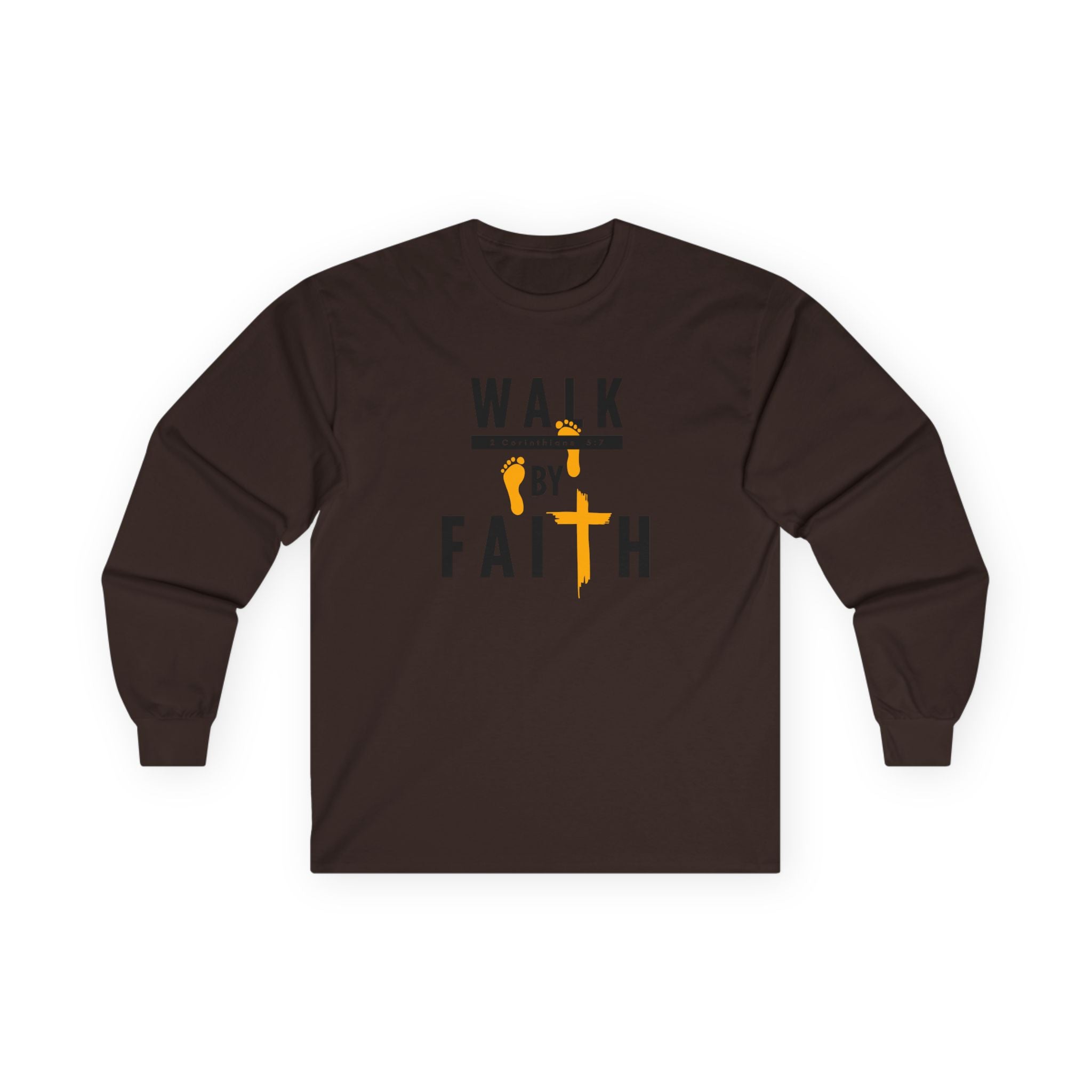 Long Sleeve Tee — "Walk by Faith" Christian Inspirational Shirt