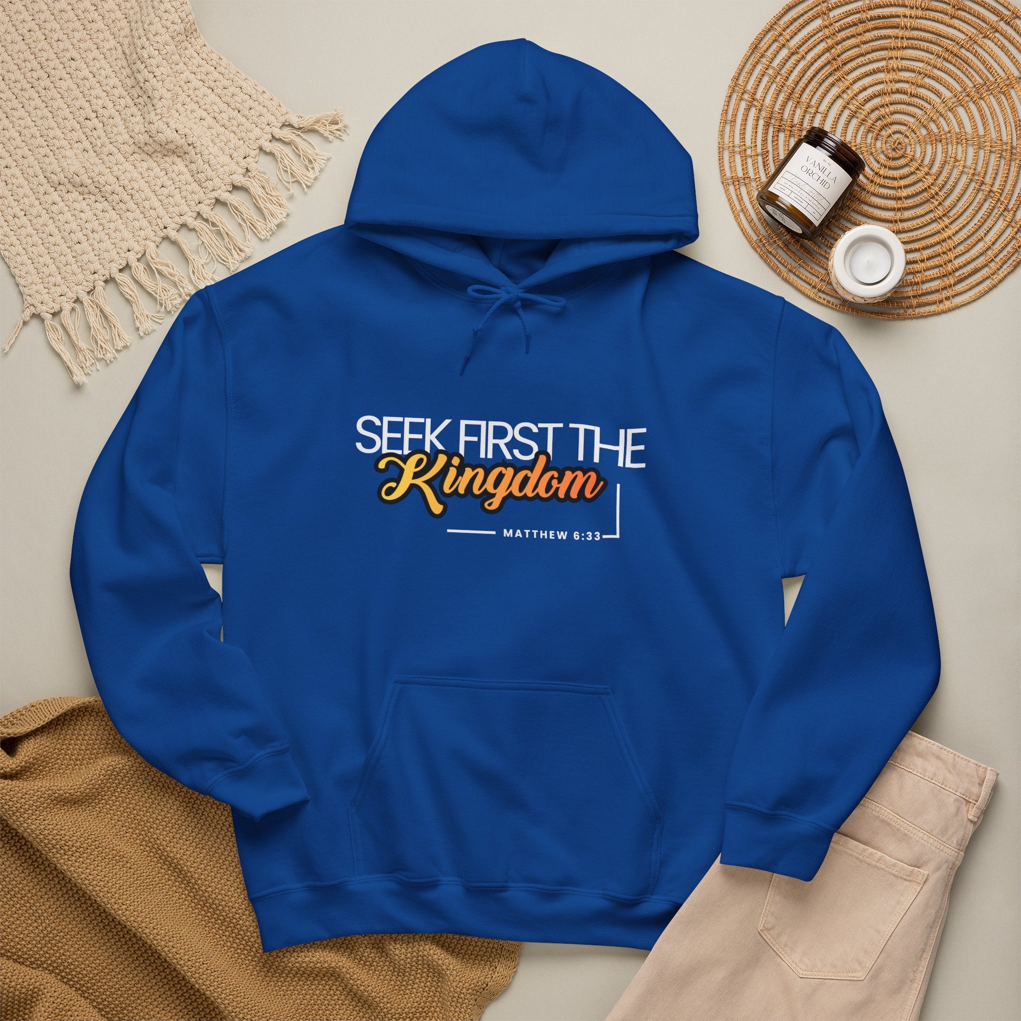Seek First the Kingdom Hoodie - Christian Faith Scripture Sweatshirt (Matthew 6:33)