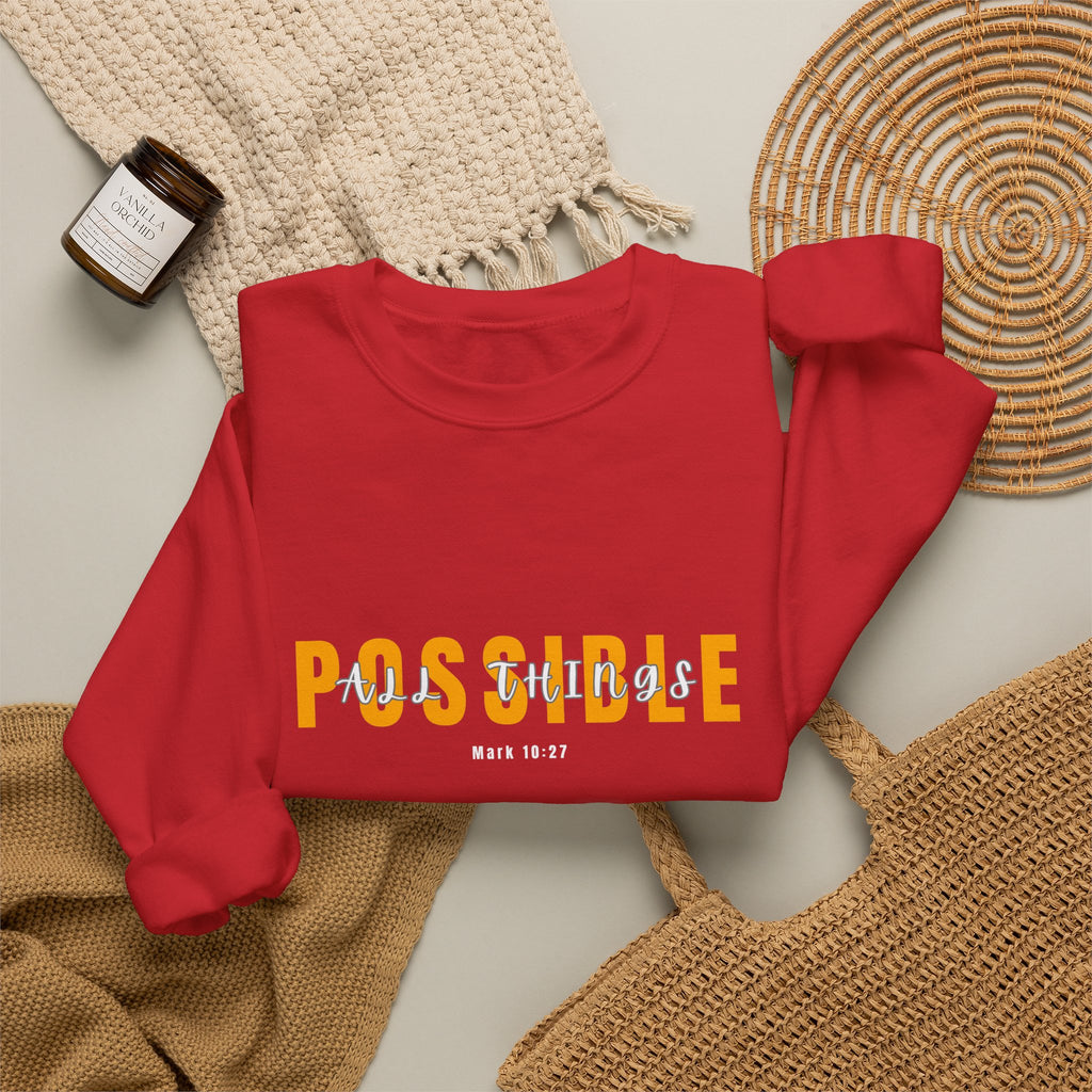 Inspirational Crewneck Sweatshirt "Possible" Pullover, Positive Affirmation Apparel, Motivational Mindset Graphic Sweatshirt