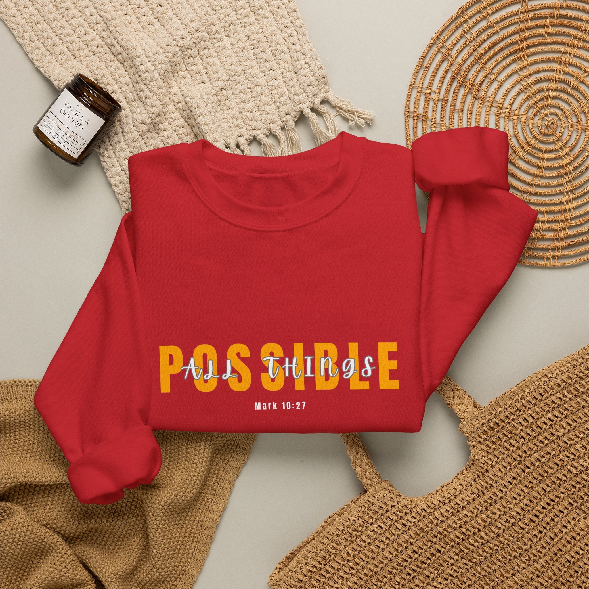 Inspirational Crewneck Sweatshirt "Possible" Pullover, Positive Affirmation Apparel, Motivational Mindset Graphic Sweatshirt