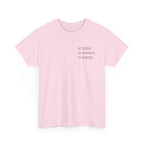 Black Text-Pattern T-Shirt — Seen Known Saved Christian Typography Graphic Tee