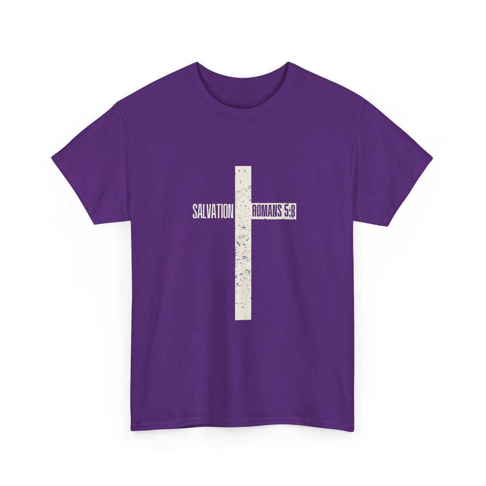 Christian Cross T-Shirt — "Salvation Romans 5:8" Faith Tee