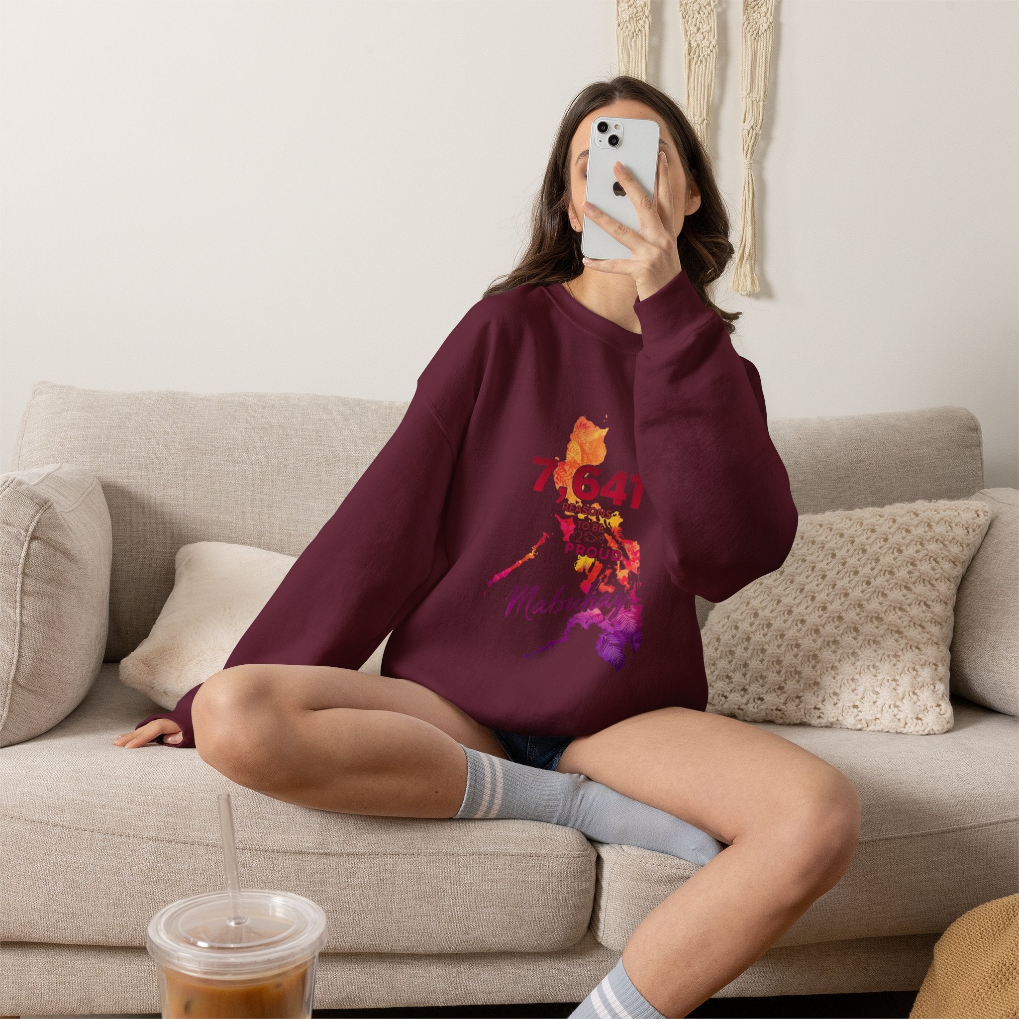 Philippines Map Sweatshirt - '7,641 Proud Pinoy' Colorful Vintage Crewneck