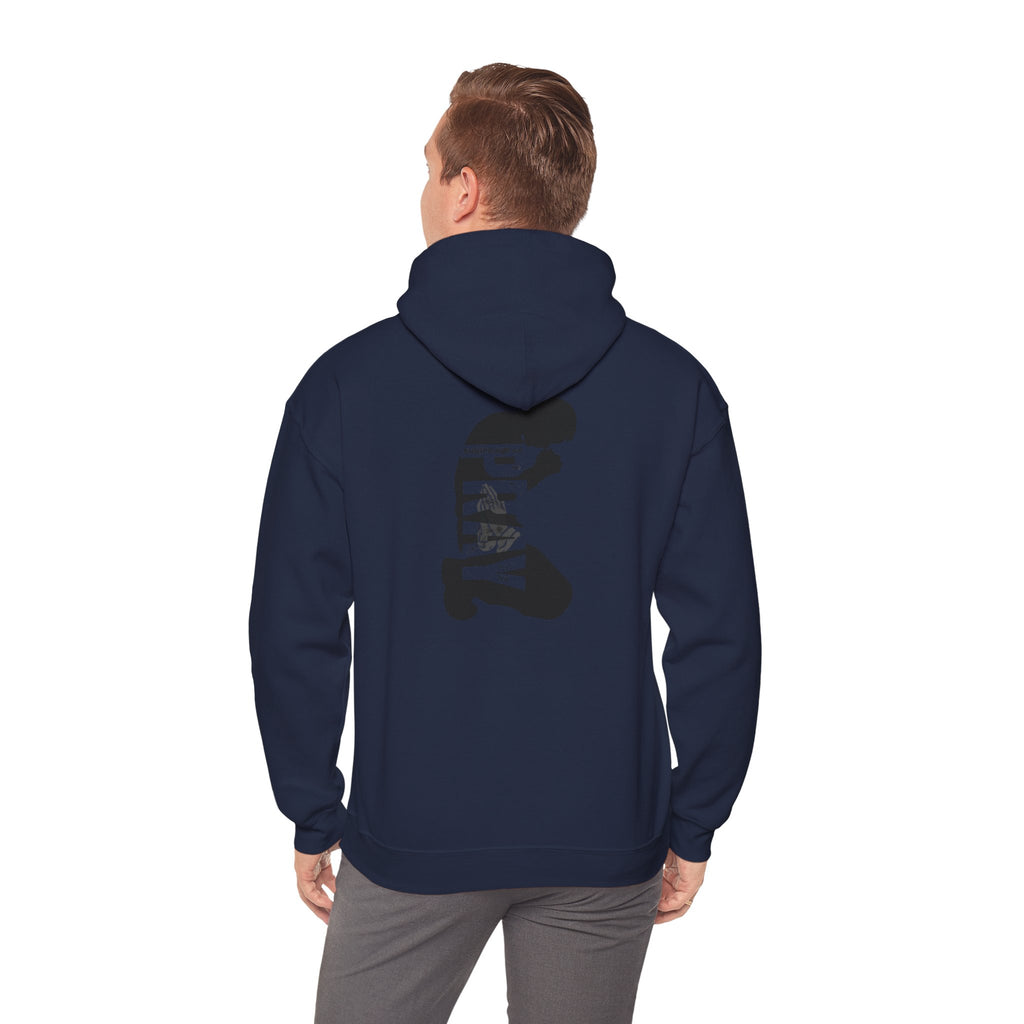 Minimal 'Pray More, Panic Less' Hoodie — Monochrome Graphic Back Print