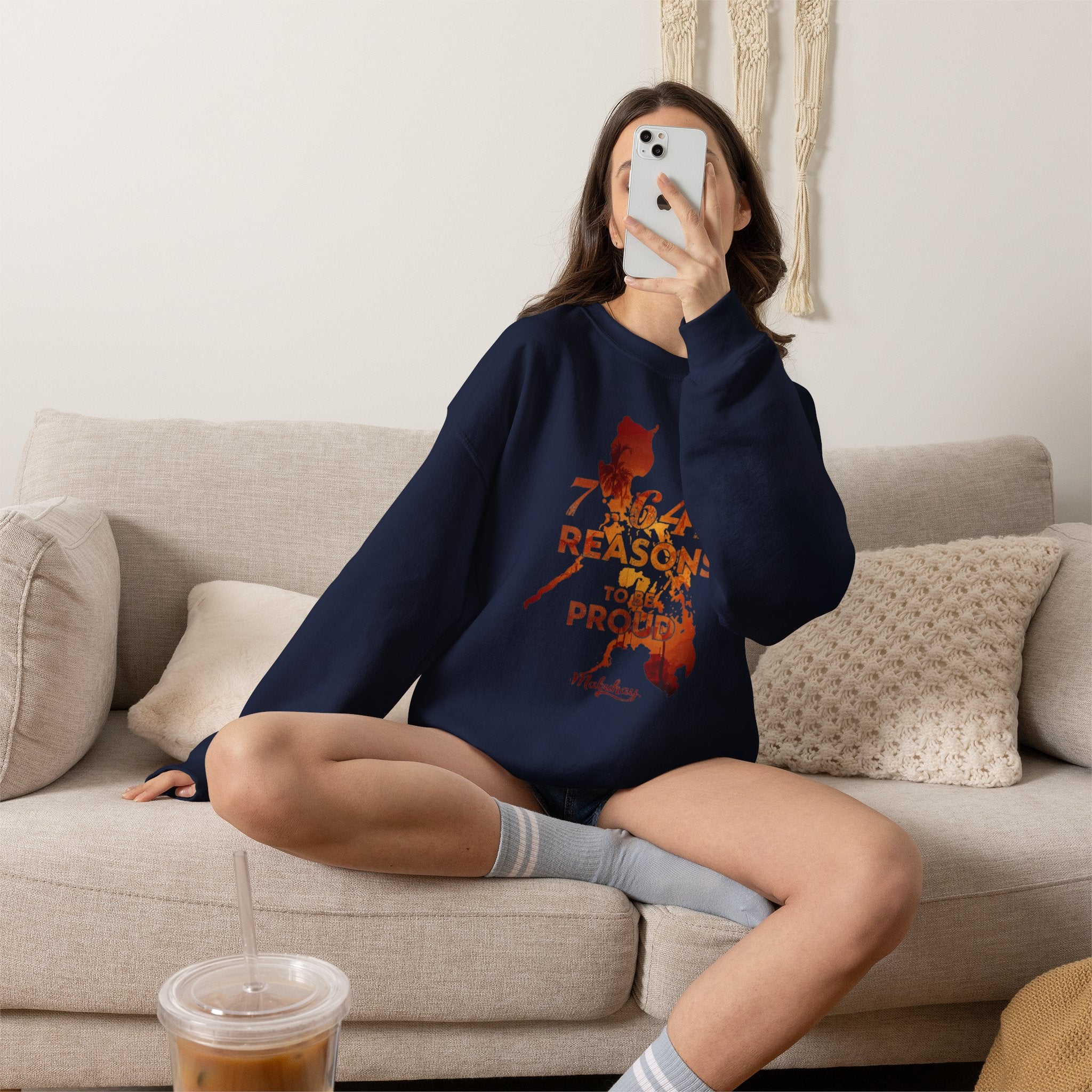 Philippines Map '7,641 Reasons to Be Proud Pinoy' Crewneck Sweatshirt