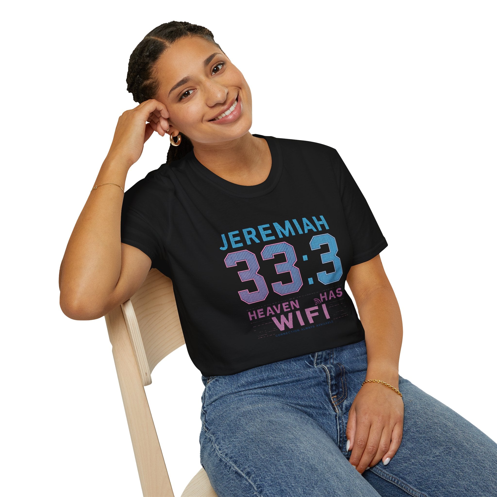 T‑Shirt — Jeremiah 33:3 'Heaven Has WiFi' Inspirational Christian Tee