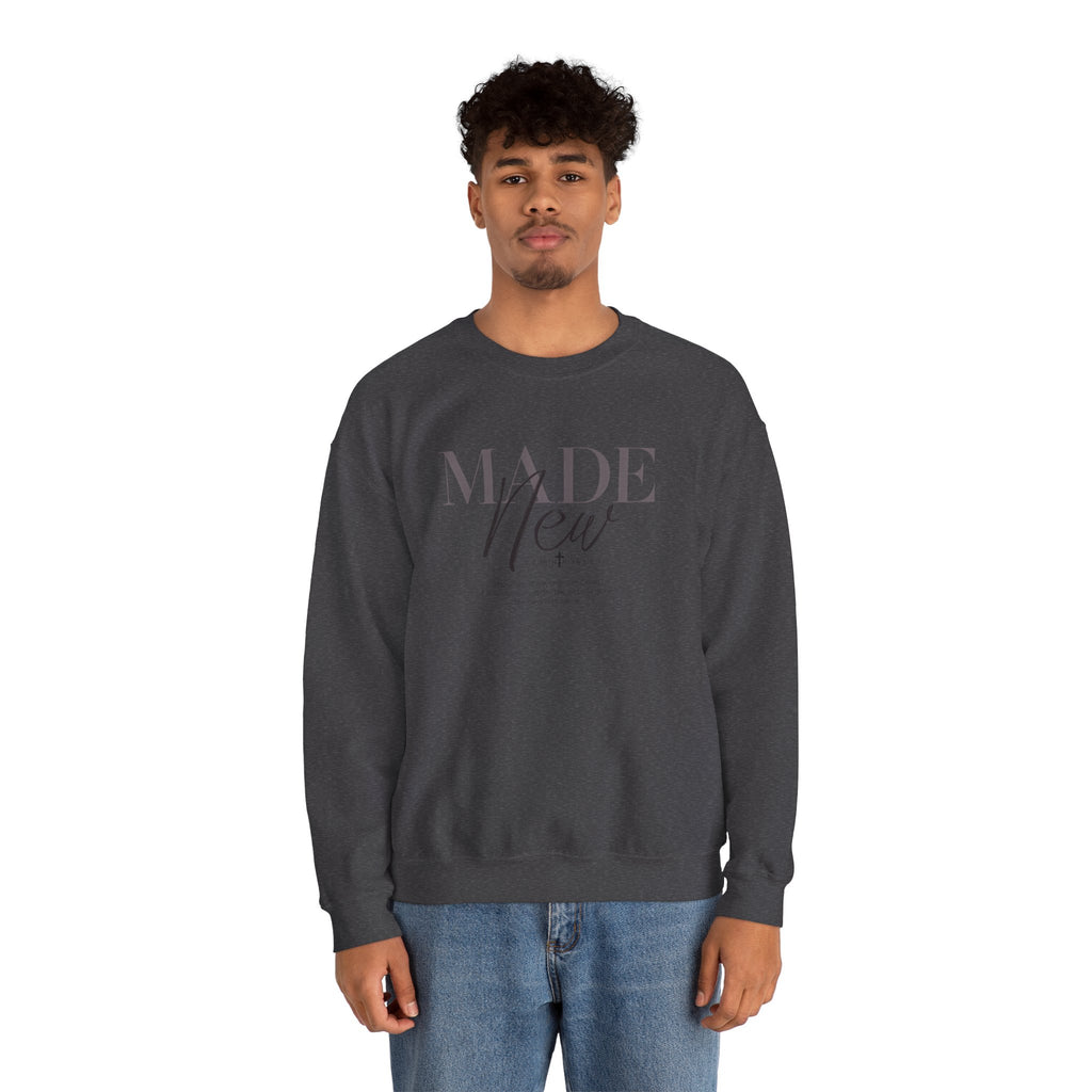 Minimalist Crewneck Sweatshirt "Made New" Pullover, Inspirational Christian Clothing, Aesthetic Daily Reminder Sweatshirt