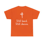 Christian Tee — "Not Perfect, Forgiven" Romans 5:8 Graphic T-Shirt (Still Loved / Still Chosen)