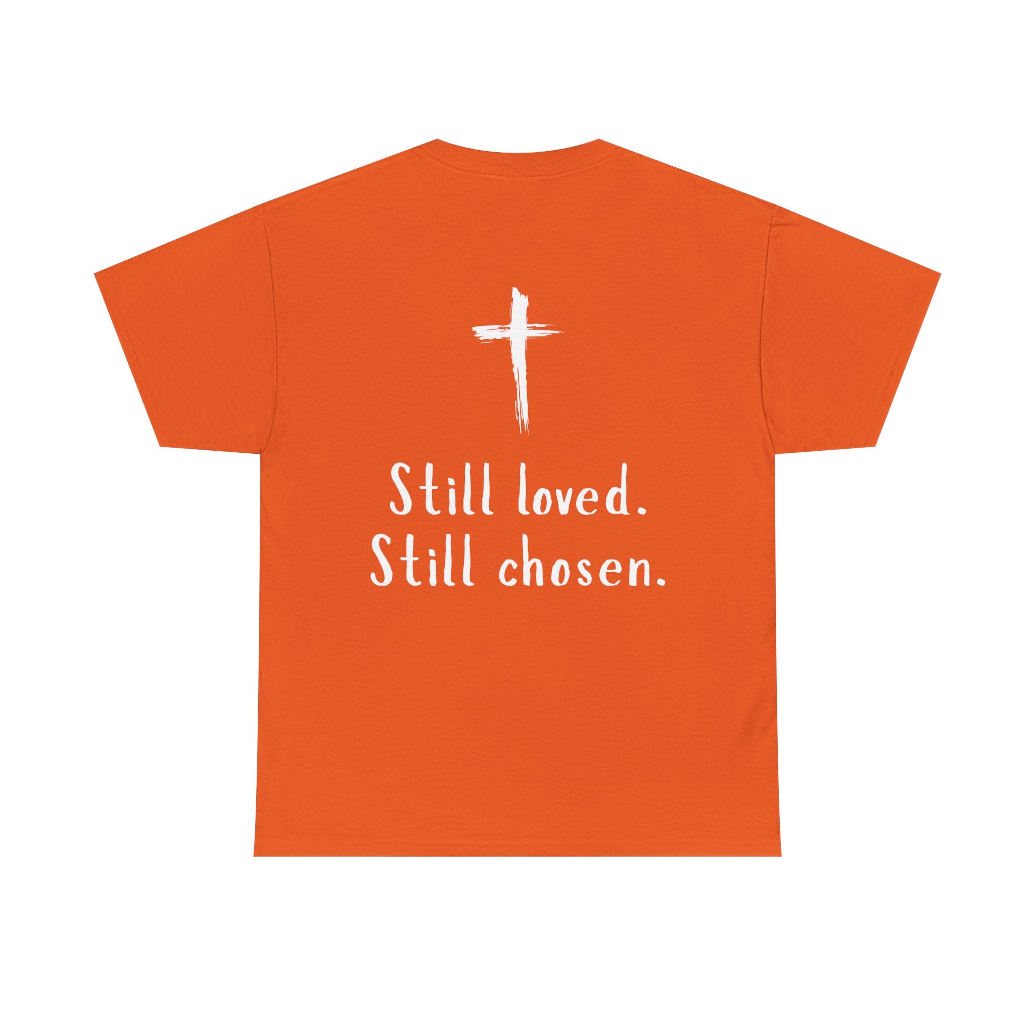 Christian Tee — "Not Perfect, Forgiven" Romans 5:8 Graphic T-Shirt (Still Loved / Still Chosen)