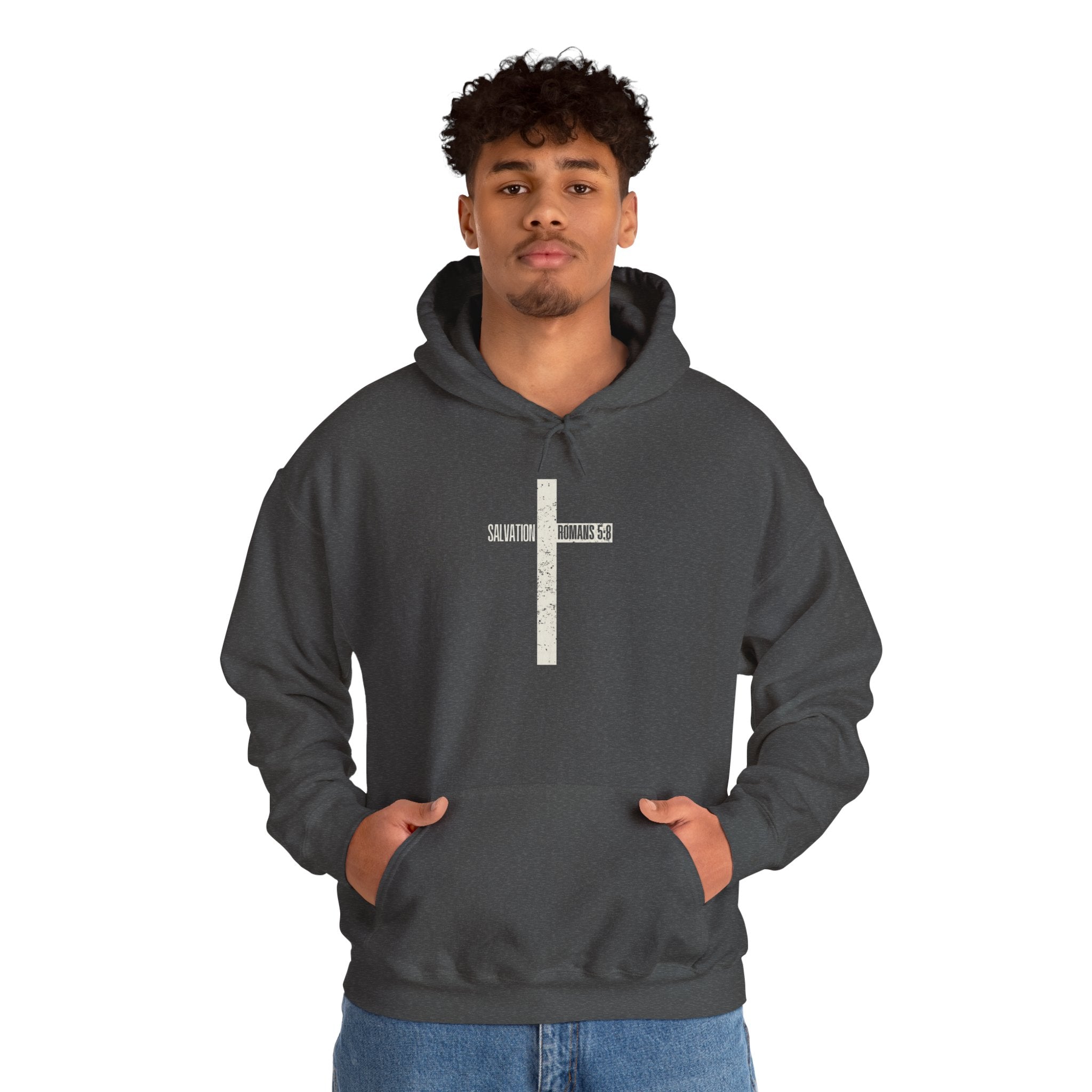 Christian Cross Salvation Hoodie – "Saved By Grace" Faith Graphic Pullover