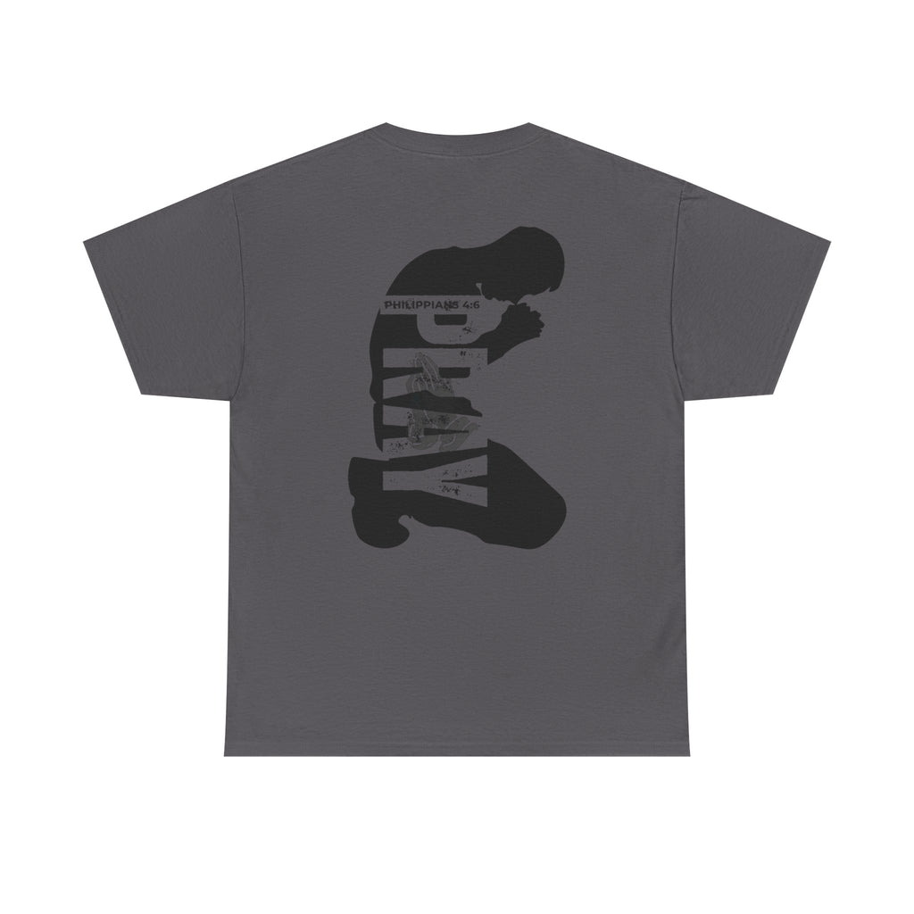 Pray More Tee — "Pray More, Panic Less" Christian Graphic T-Shirt