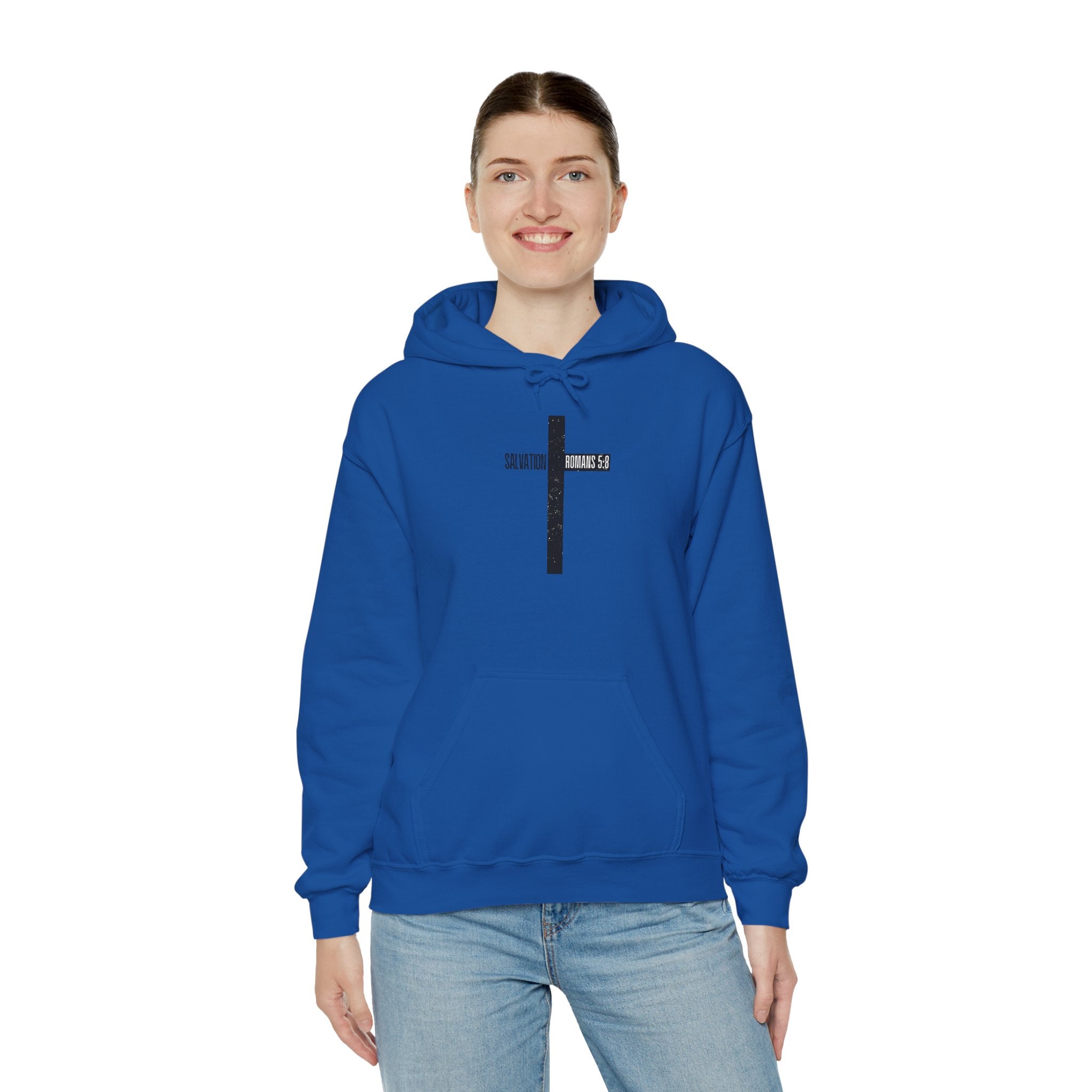 Faith Cross Salvation Hoodie — Minimalist Black Cross Christian Hoodie
