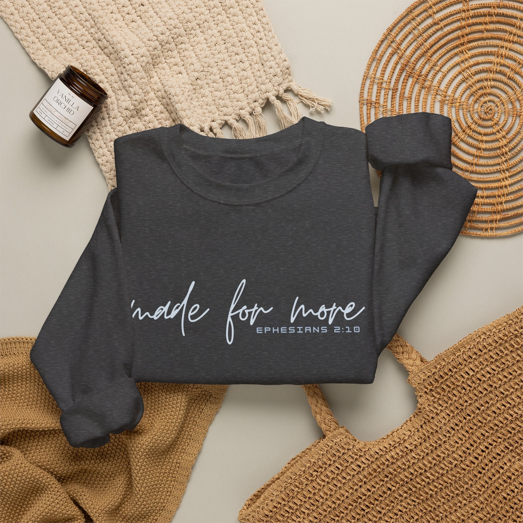 Christian Crewneck Sweatshirt "Made For More" Ephesians 2:10 Pullover, Inspirational Scripture Apparel, Faith Graphic Sweatshirt