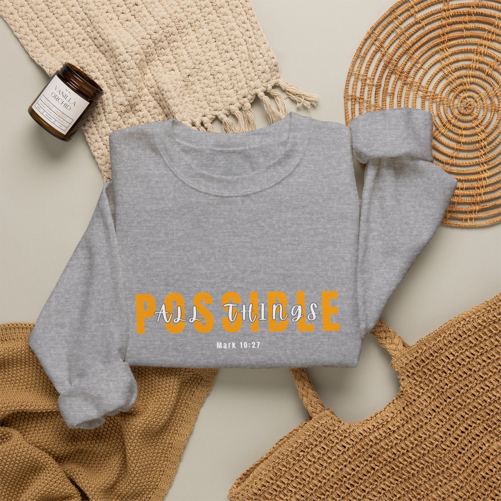 Inspirational Crewneck Sweatshirt "Possible" Pullover, Positive Affirmation Apparel, Motivational Mindset Graphic Sweatshirt