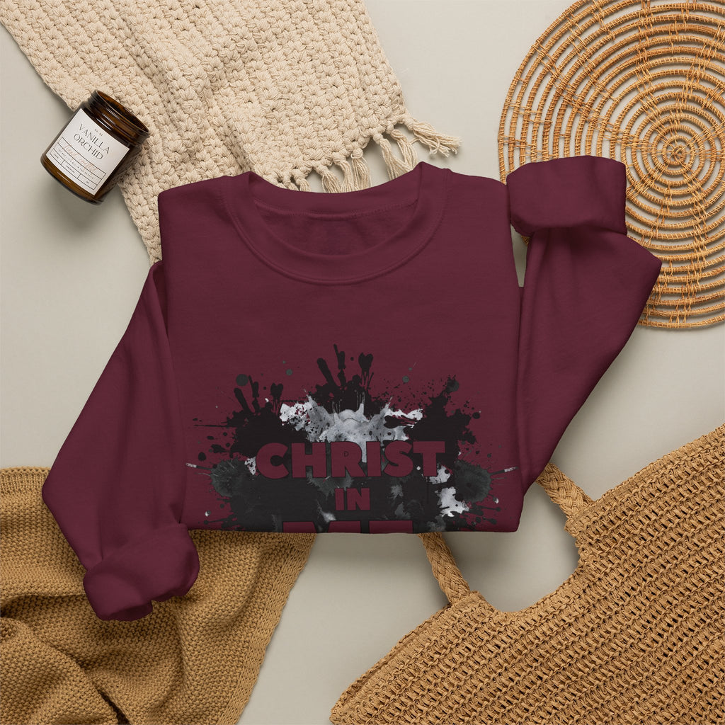 Christian Crewneck Sweatshirt "Christ in Me" Pullover, Galatians 2:20 Apparel, Inspirational Religious Graphic Sweatshirt