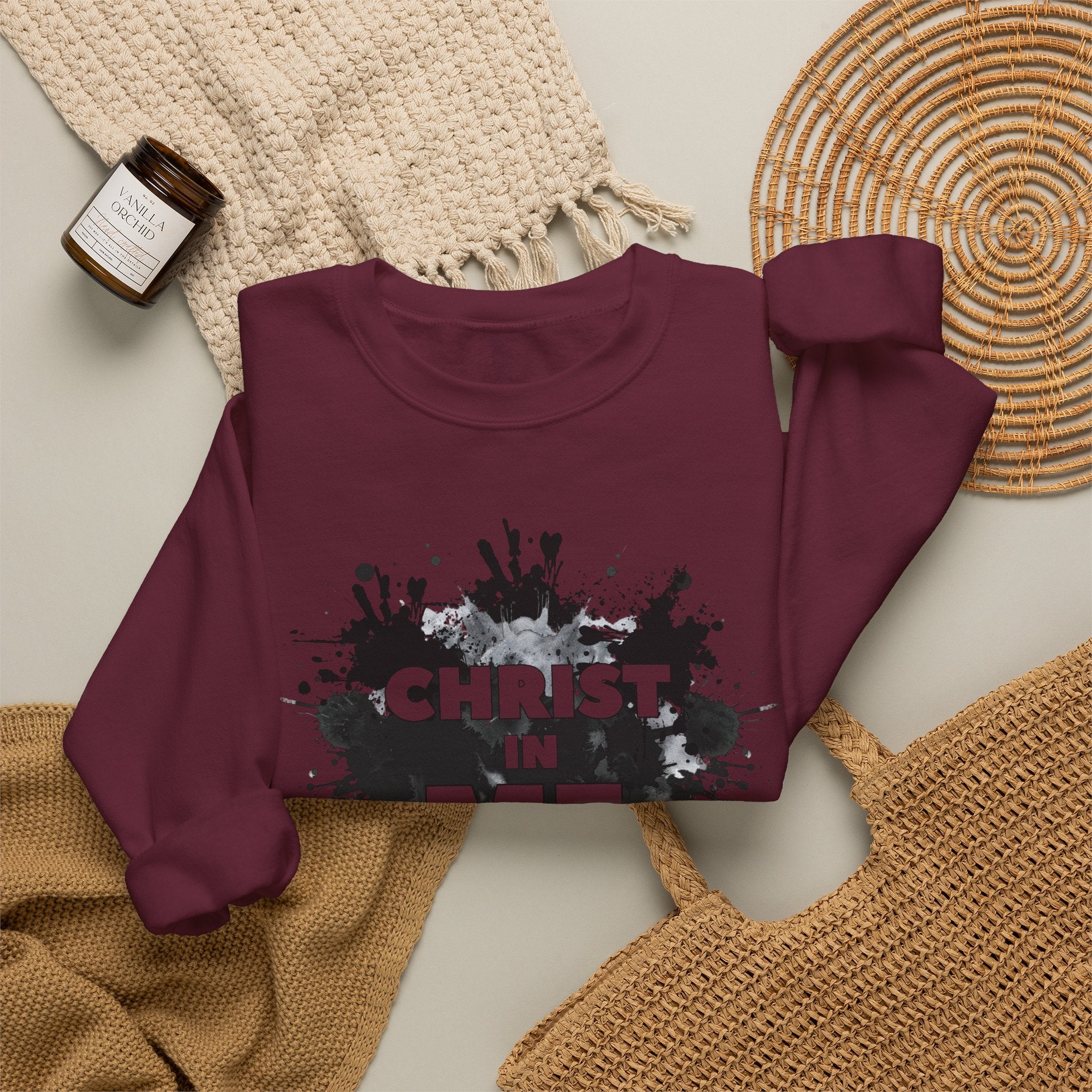 Christian Crewneck Sweatshirt "Christ in Me" Pullover, Galatians 2:20 Apparel, Inspirational Religious Graphic Sweatshirt