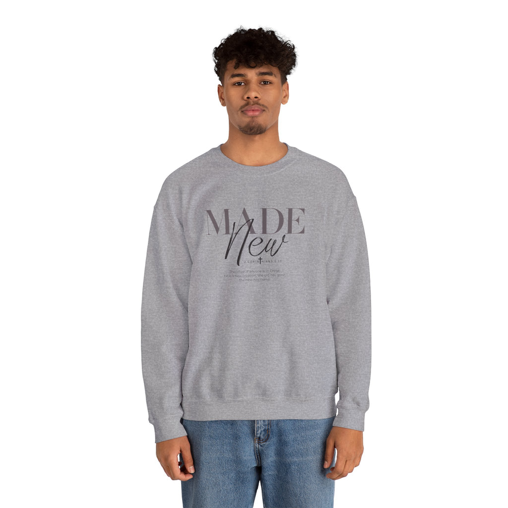 Minimalist Crewneck Sweatshirt "Made New" Pullover, Inspirational Christian Clothing, Aesthetic Daily Reminder Sweatshirt