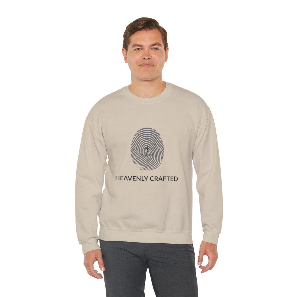 Christian Crewneck Sweatshirt "Heavenly Crafted" Fingerprint Pullover, Psalm 139 Identity Apparel, Unique Faith Graphic Sweatshirt