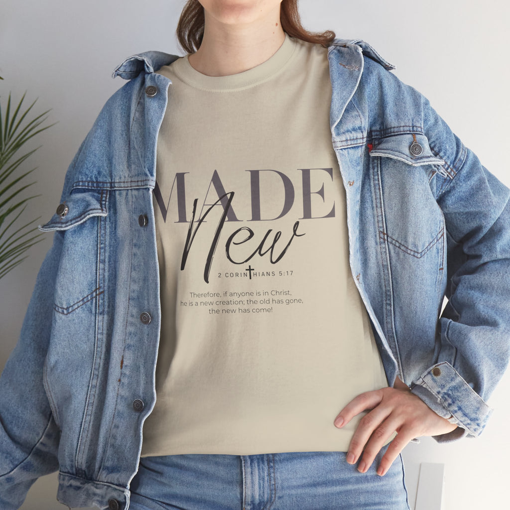 T-Shirt — "Made New" Minimalist Christian Faith Tee