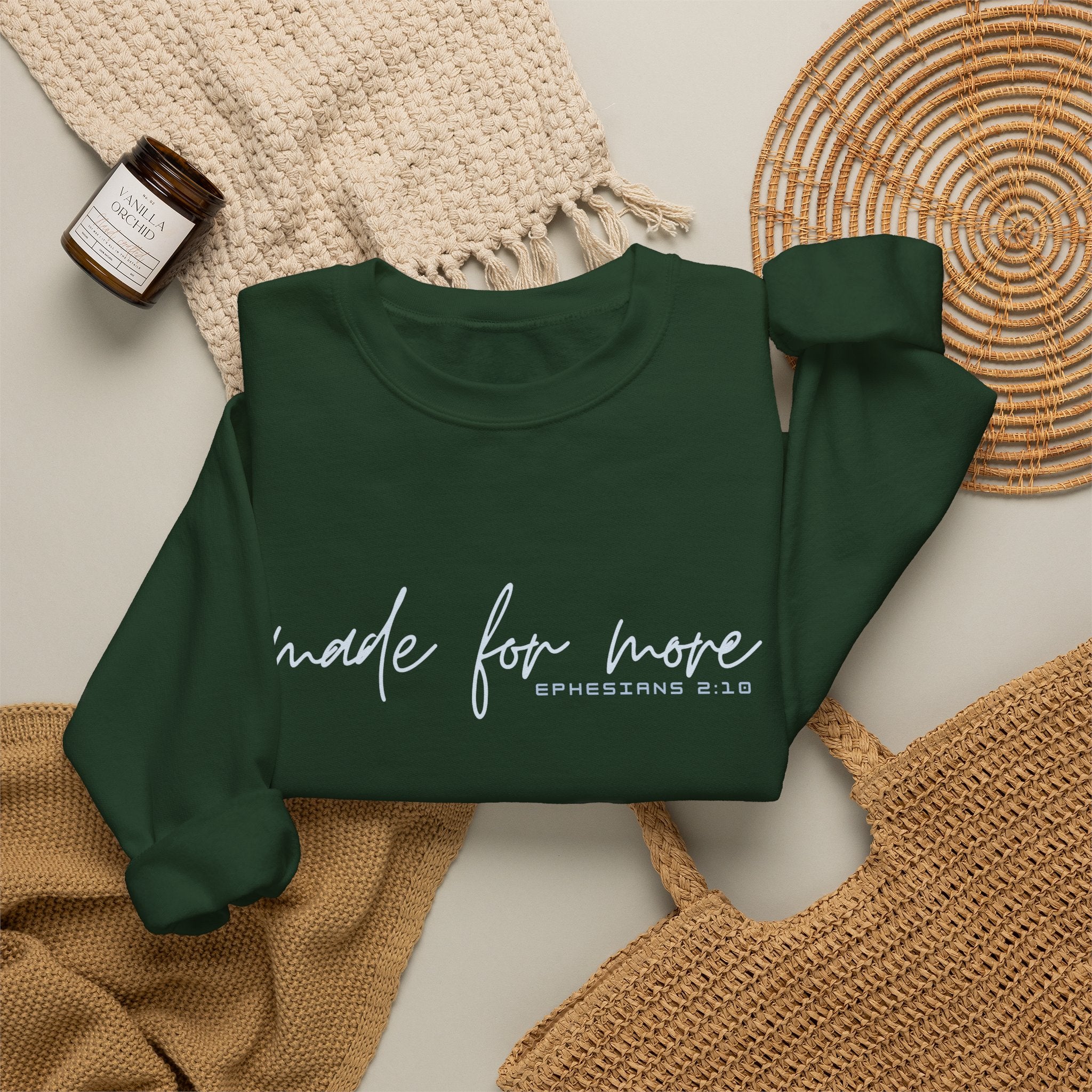 Christian Crewneck Sweatshirt "Made For More" Ephesians 2:10 Pullover, Inspirational Scripture Apparel, Faith Graphic Sweatshirt