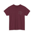 Black Text-Pattern T-Shirt — Seen Known Saved Christian Typography Graphic Tee