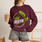Christian Crewneck Sweatshirt "New Creation" Pullover, 2 Corinthians 5:17 Scripture Apparel, Green Leaf Graphic Sweatshirt